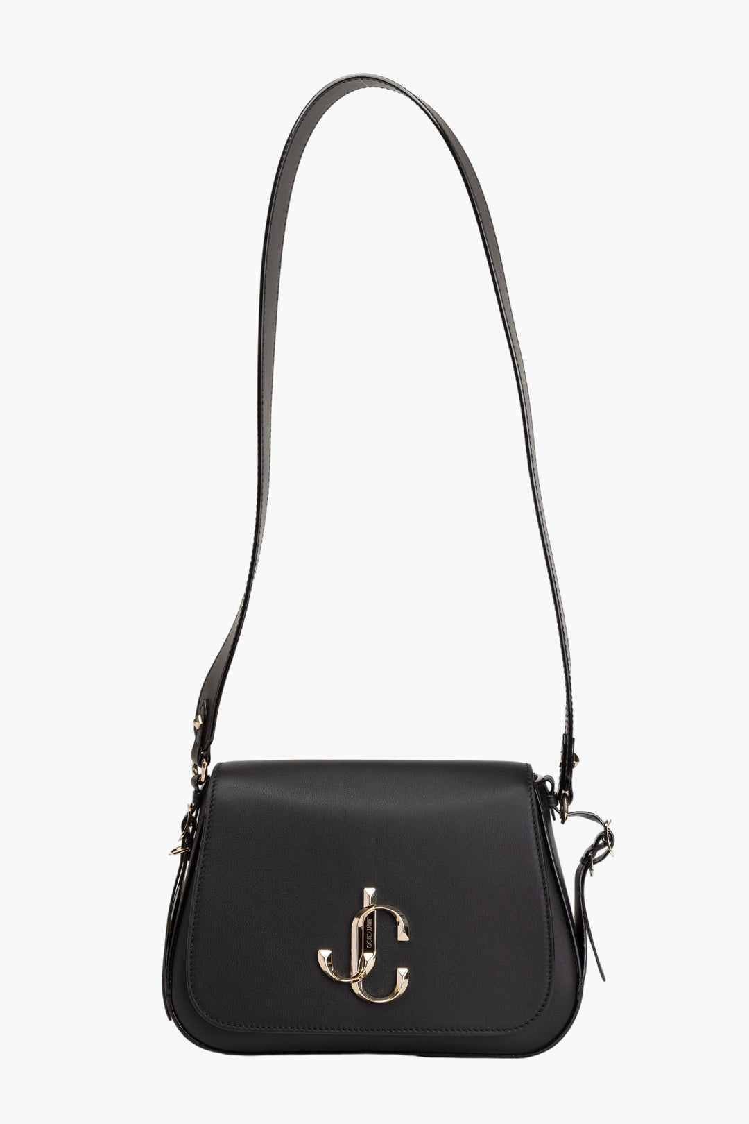 Jimmy Choo Black Leather Bag with Gold JC Logo