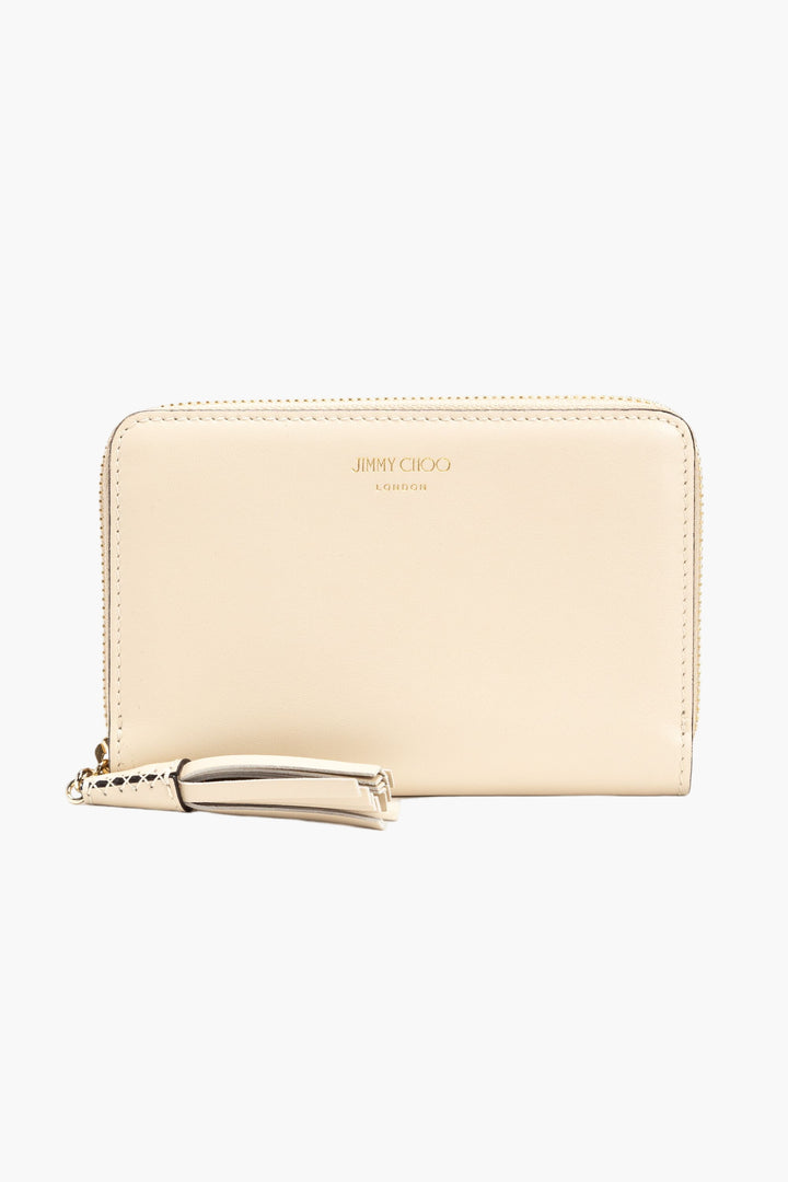 Jimmy Choo Beige Zip-Around Wallet with Card Slots