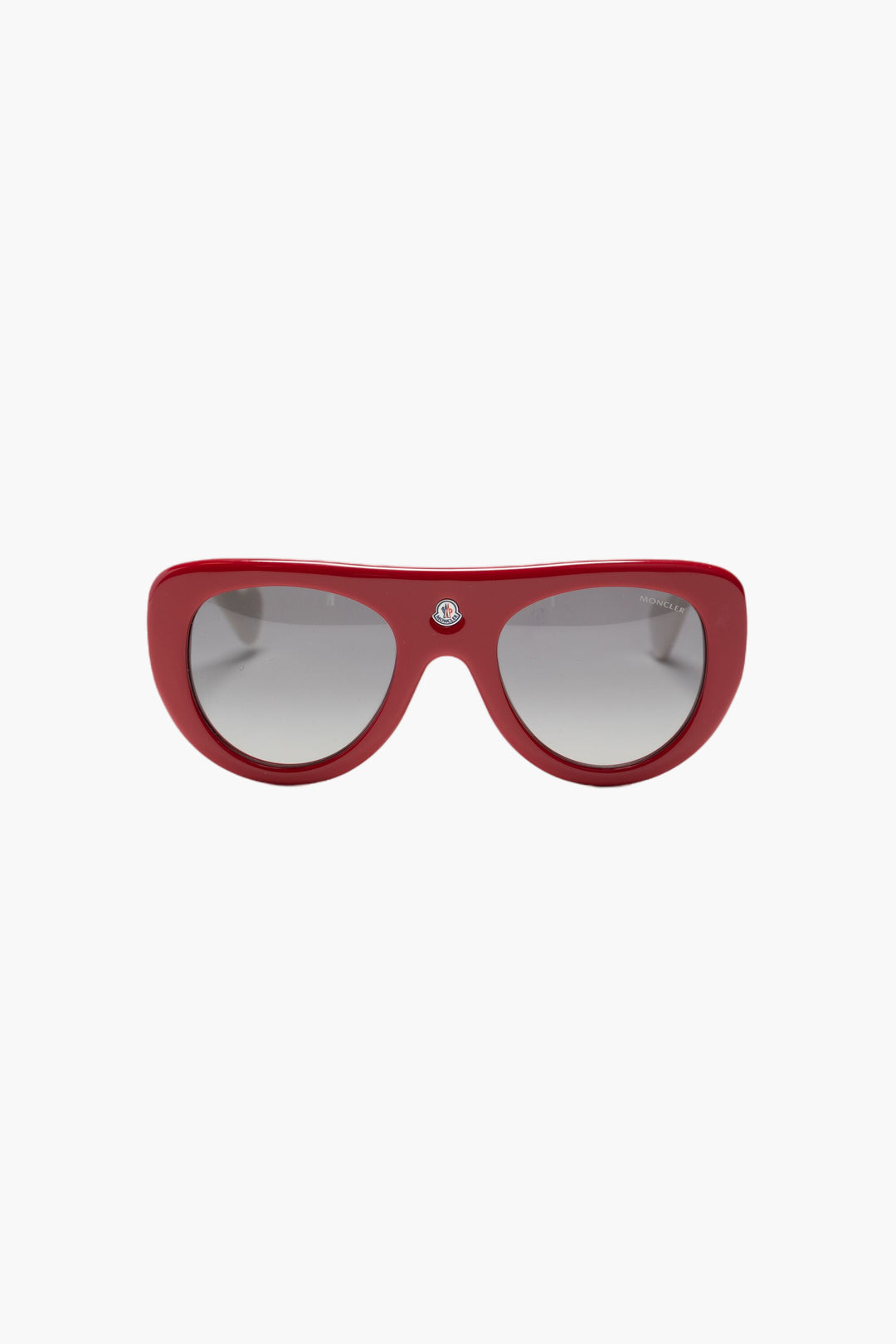 Moncler Chic Red Frame Sunglasses with Gradient Lenses