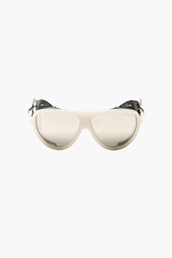 Moncler White Sunglasses with Iconic Emblem and UV Protection