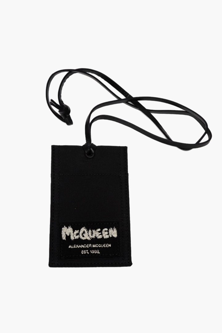 Portafoglio nero Alexander McQueen con logo - Made in Italy