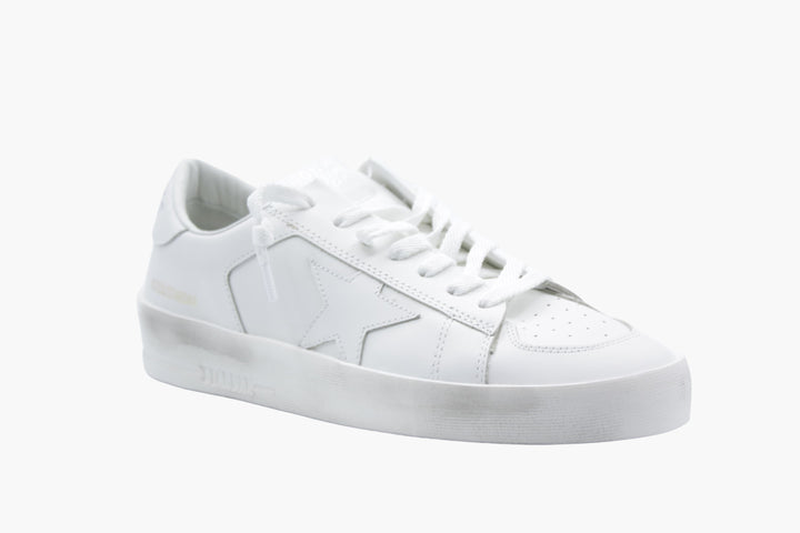 Golden Goose White Leather Sneakers with Iconic Star Detailing - Made in Italy