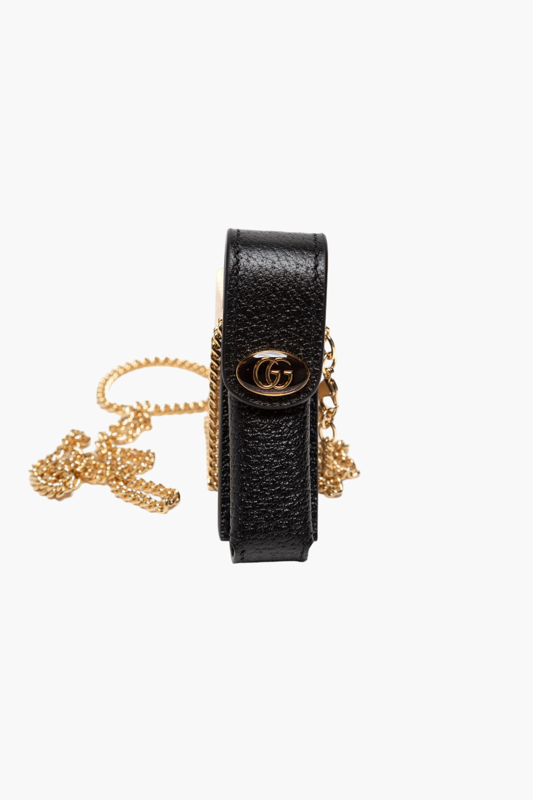 Gucci Bijoux Black Leather Accessory with Gold GG Logo and Chain