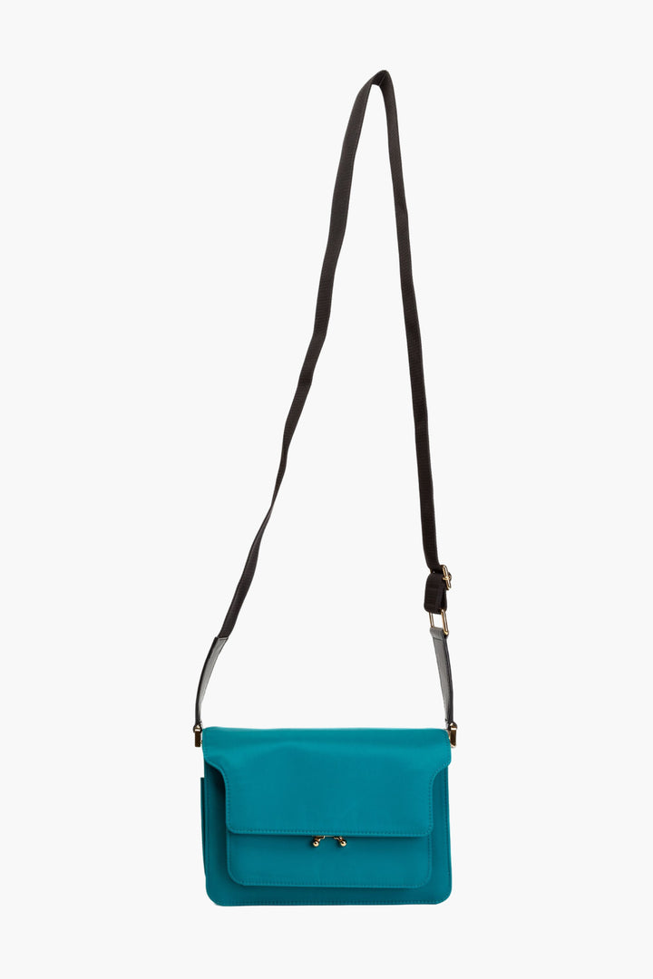 Marni Turquoise Structured Bag with Adjustable Strap and Flap Closure