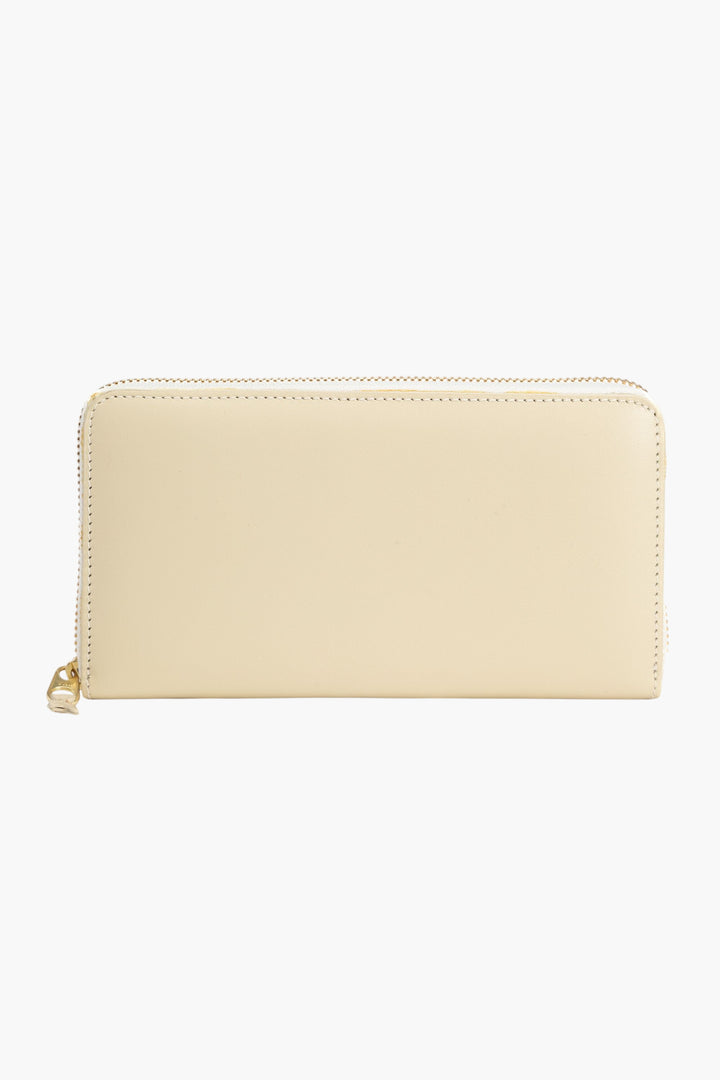 Comme des Garçons White Leather Wallet with Zip-Around Closure