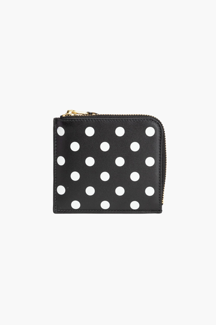 Comme des Garçons Black Polka Dot Wallet with Zip-Around Closure