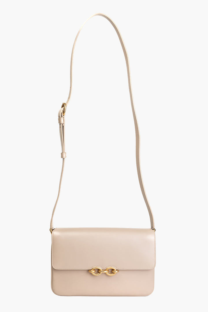 Saint Laurent Beige Bag - Elegant Minimalist Design with Gold-Tone Hardware