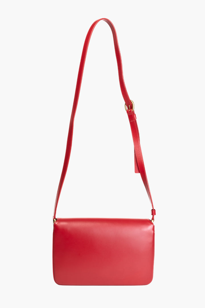 Borsa elegante in pelle rossa Saint Laurent con dettaglio catena color oro - Made in Italy