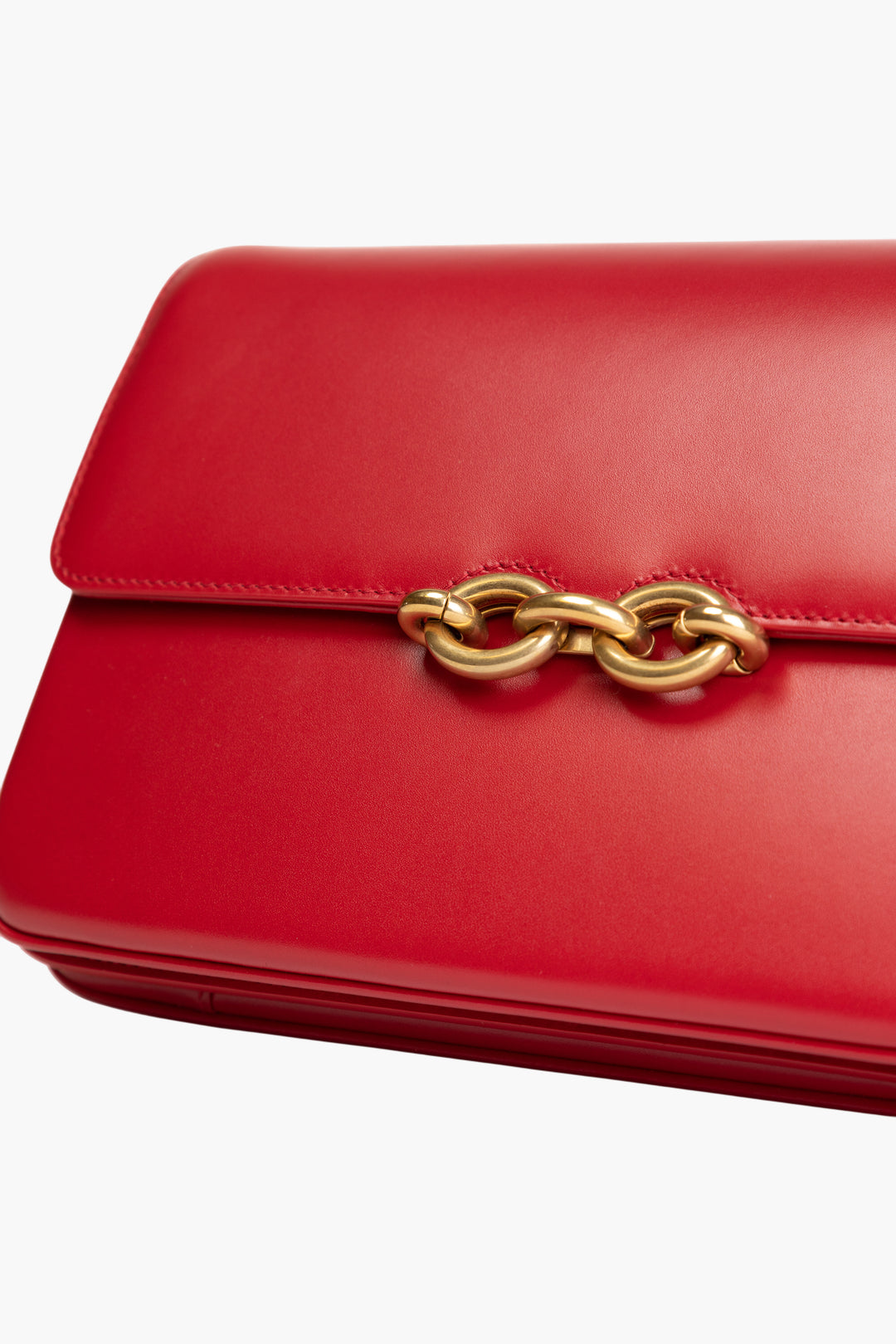 Borsa elegante in pelle rossa Saint Laurent con dettaglio catena color oro - Made in Italy