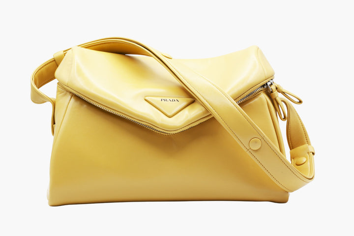 Prada Yellow Bag - Elegant Designer Handbag Made in Italy with Adjustable Strap and Secure Zip Closure