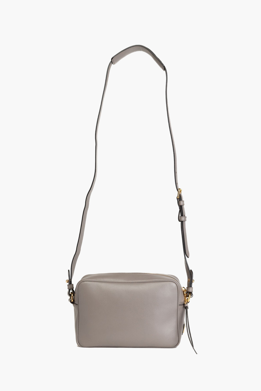 Prada Elegant Grey Leather Bag with Adjustable Shoulder Strap