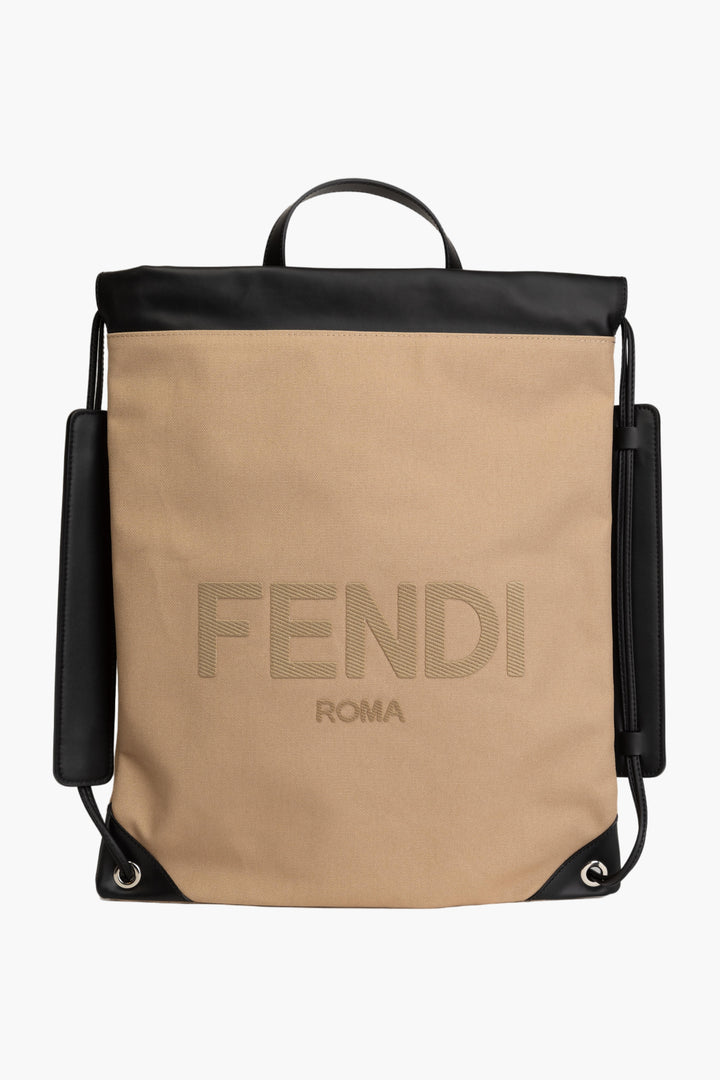 Fendi Luxury Beige-Black Iconic Logo Bag - Made in Italy