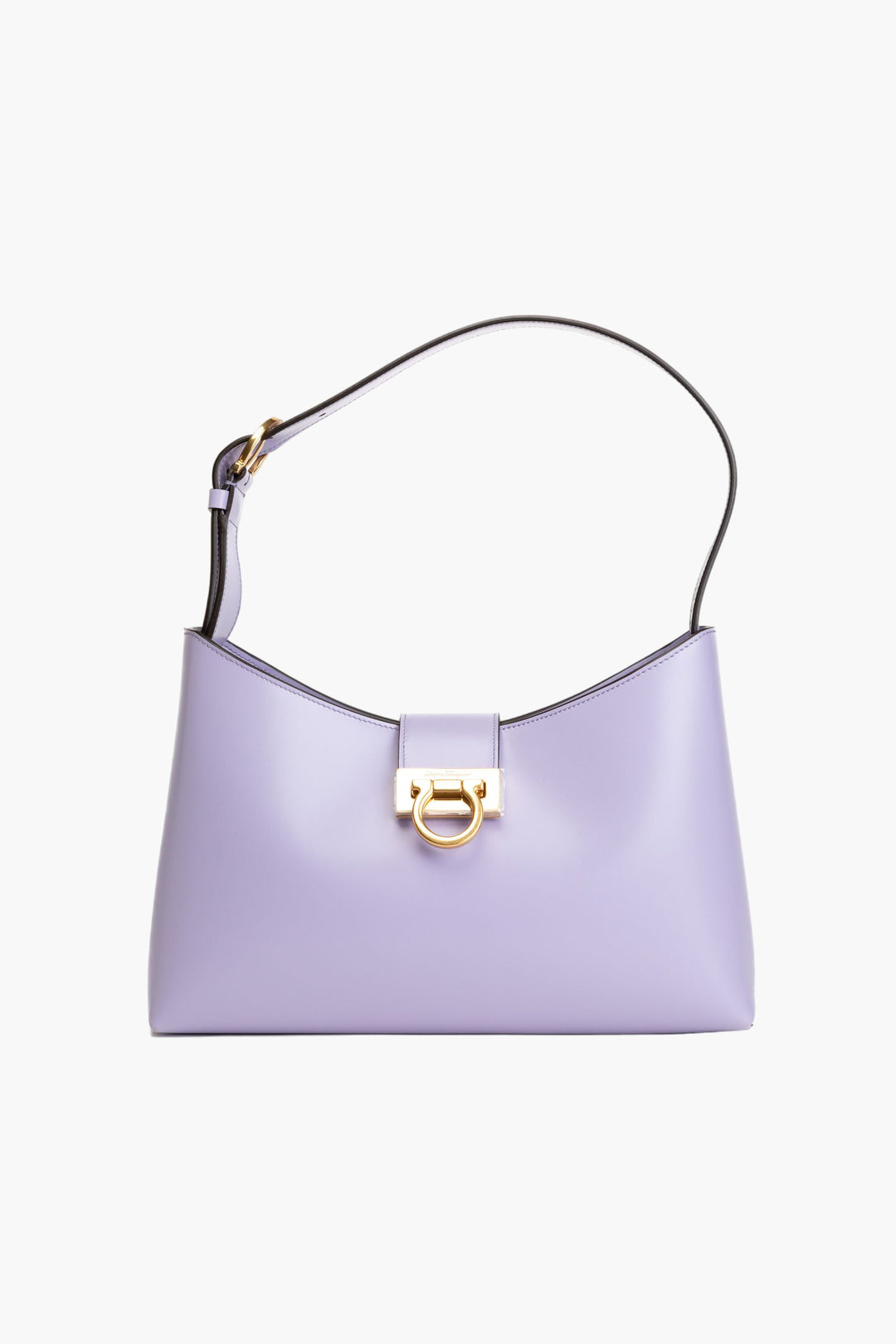 Salvatore Ferragamo Violet-Gold Leather Bag with Gold Gancini Clasp