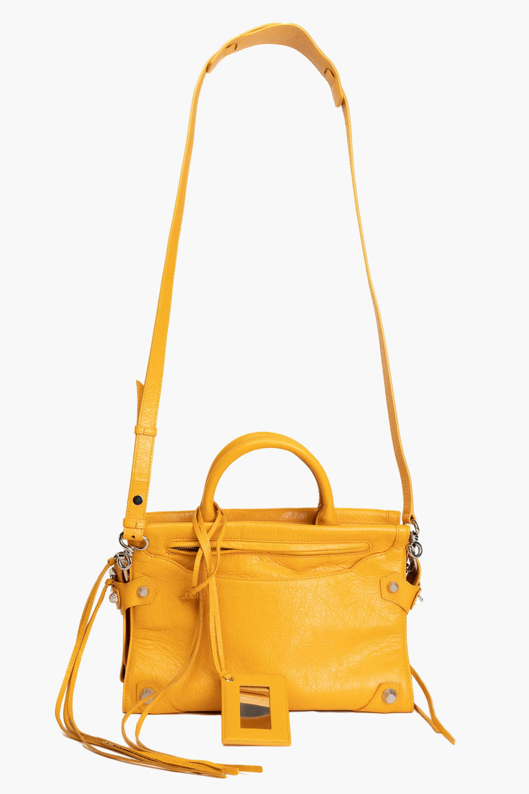 Balenciaga Yellow Leather Bag with Adjustable Strap - Made in Italy