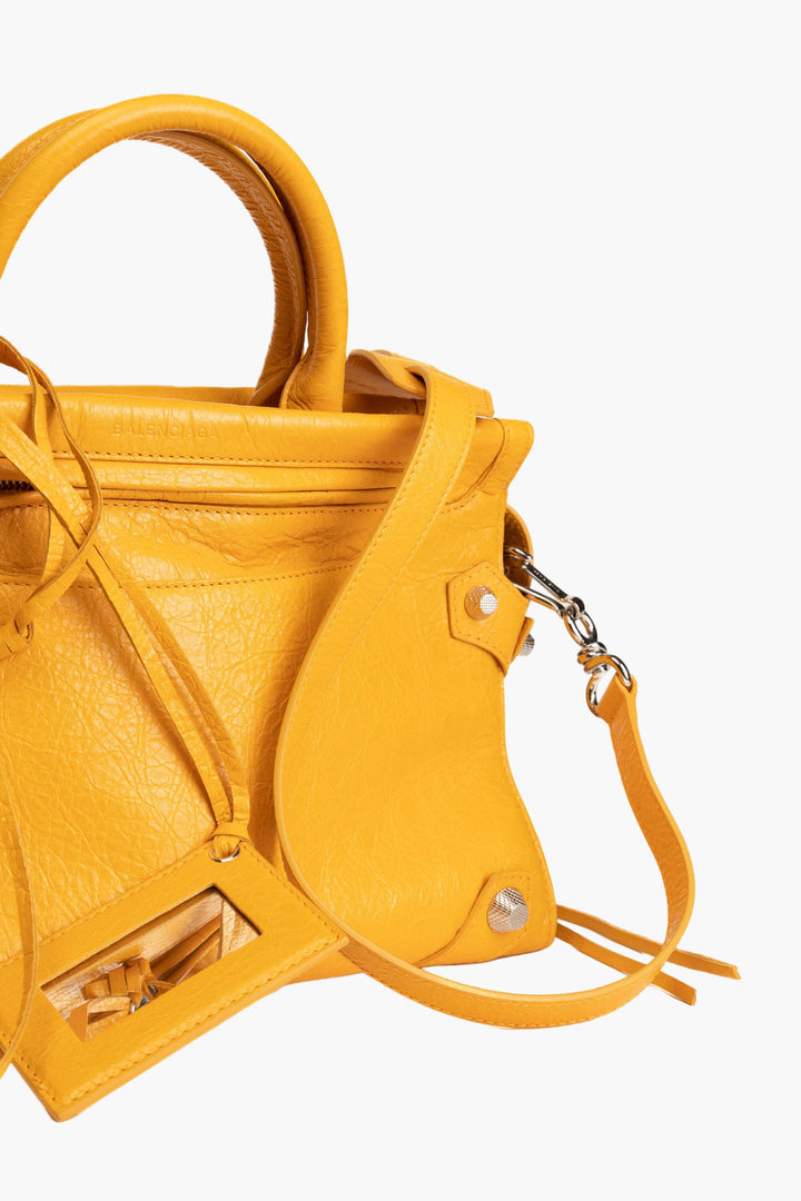 Balenciaga Yellow Leather Bag with Adjustable Strap - Made in Italy