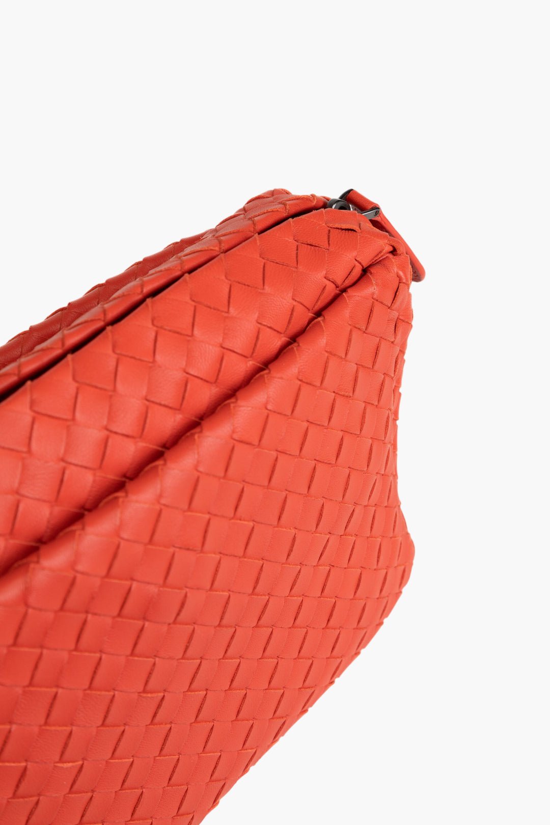 Bottega Veneta Orange Intrecciato Woven Leather Bag with Adjustable Strap