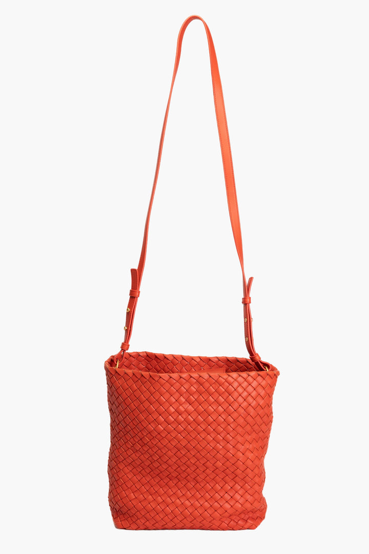 Bottega Veneta Intrecciato Weave Orange Bag - Made in Italy