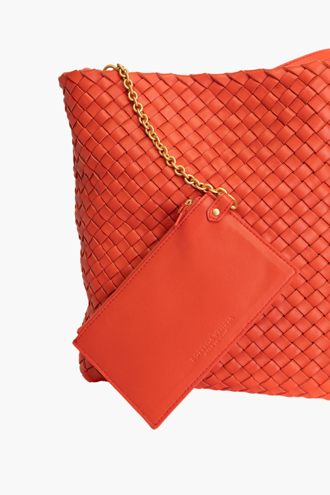 Bottega Veneta Intrecciato Weave Orange Bag - Made in Italy