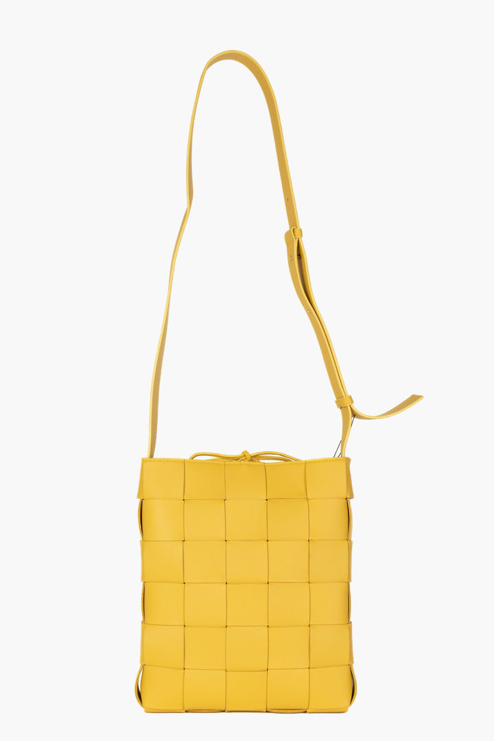 Bottega Veneta Yellow Intrecciato Shoulder Bag - Italian Luxury Handbag