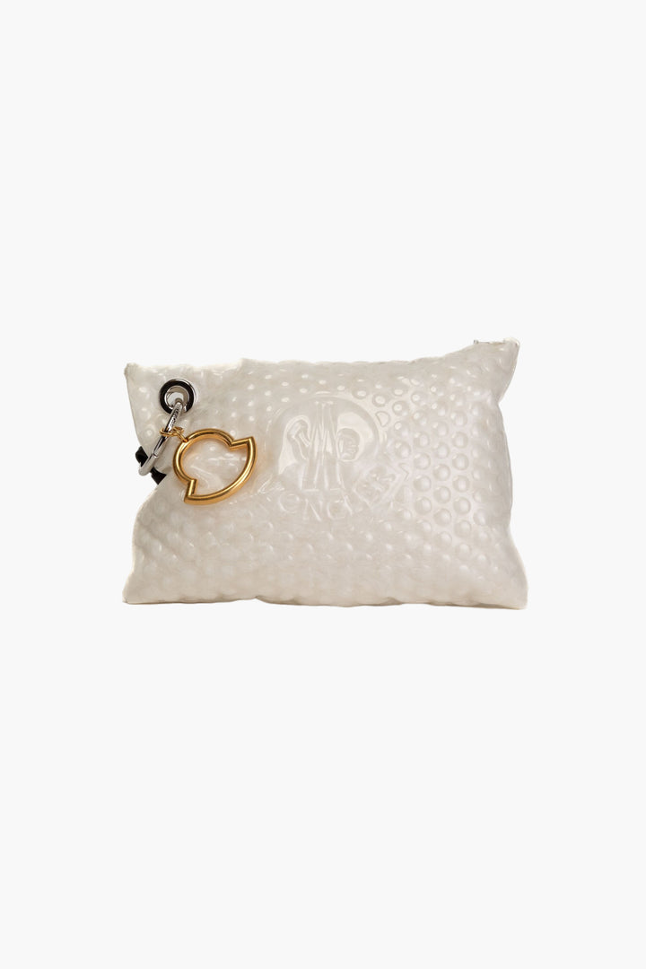 Moncler White Bubble-Texture Bag with Wrist Strap - Luxury and Versatile Design