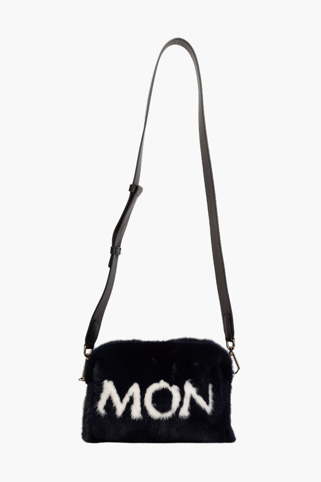 Moncler Luxurious Fur Bag with Adjustable Leather Strap - Blue-White