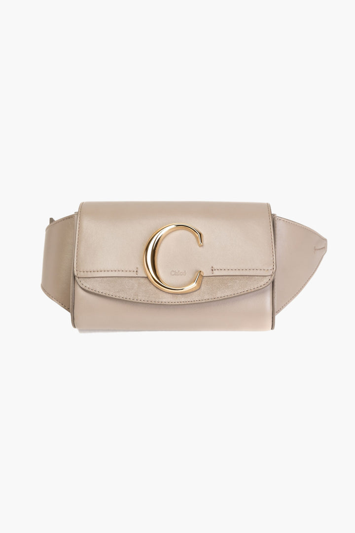 Chloè Bags Grey - Elegant Designer Leather Handbag with Gold-Tone Logo