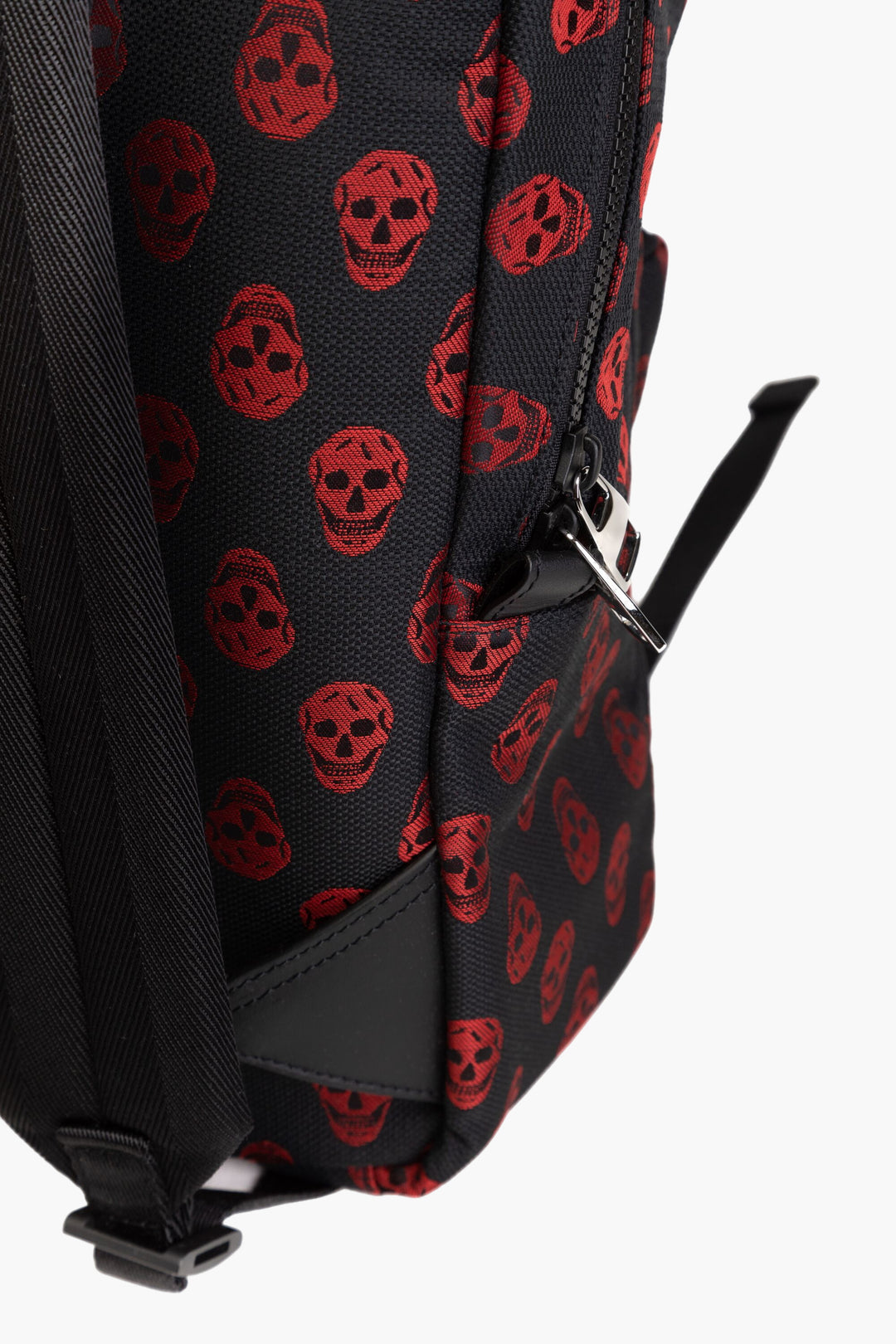 Alexander McQueen Black-Red Skull Pattern Backpack Made in Italy