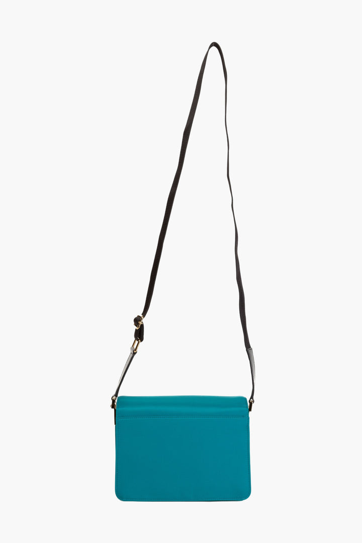 Marni Turquoise Structured Bag with Adjustable Strap and Flap Closure