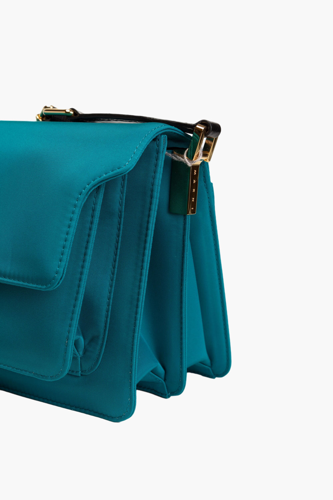 Marni Turquoise Structured Bag with Adjustable Strap and Flap Closure