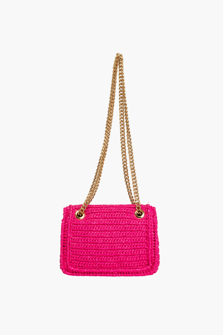 Dolce & Gabbana Fuchsia Bag with Gold-Tone Chain Straps and Logo Embellishment