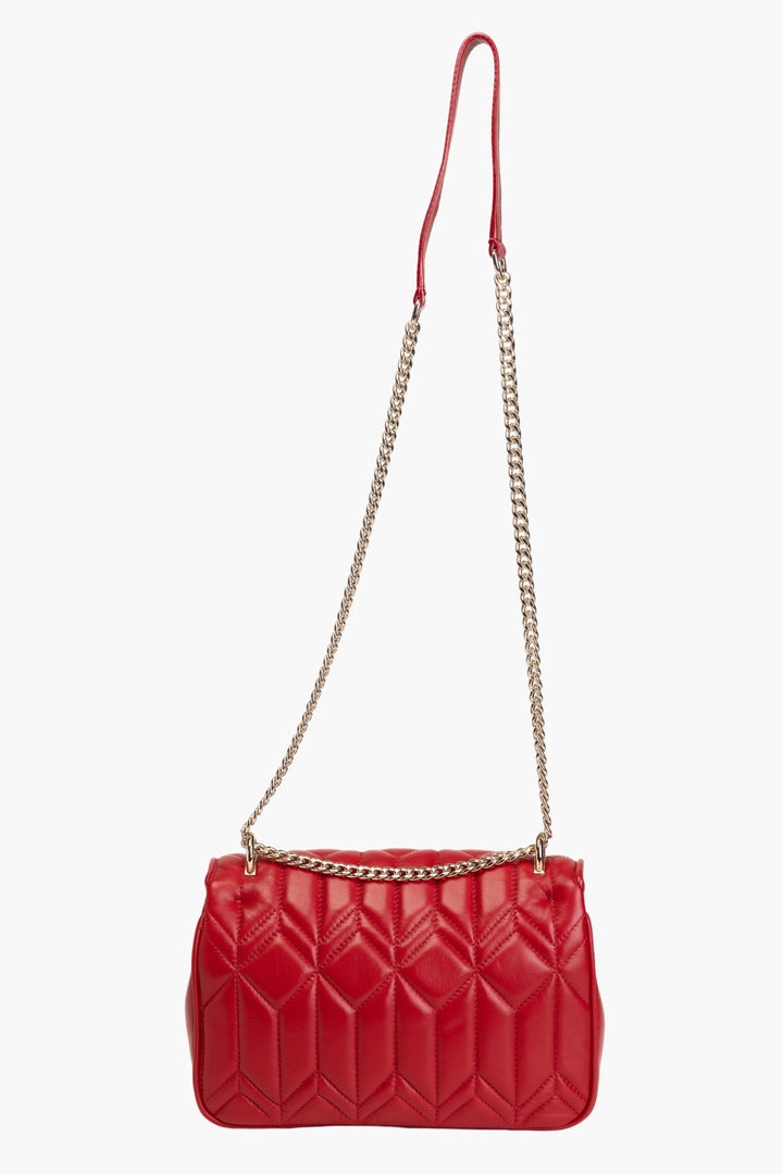 Jimmy Choo Red Quilted Leather Shoulder Bag with Gold Chain Strap