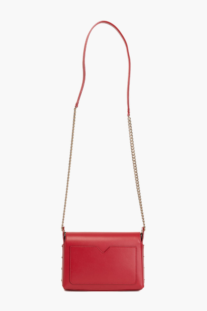 Jimmy Choo Lockett Crossbody Red Bag with Gold Chain Strap