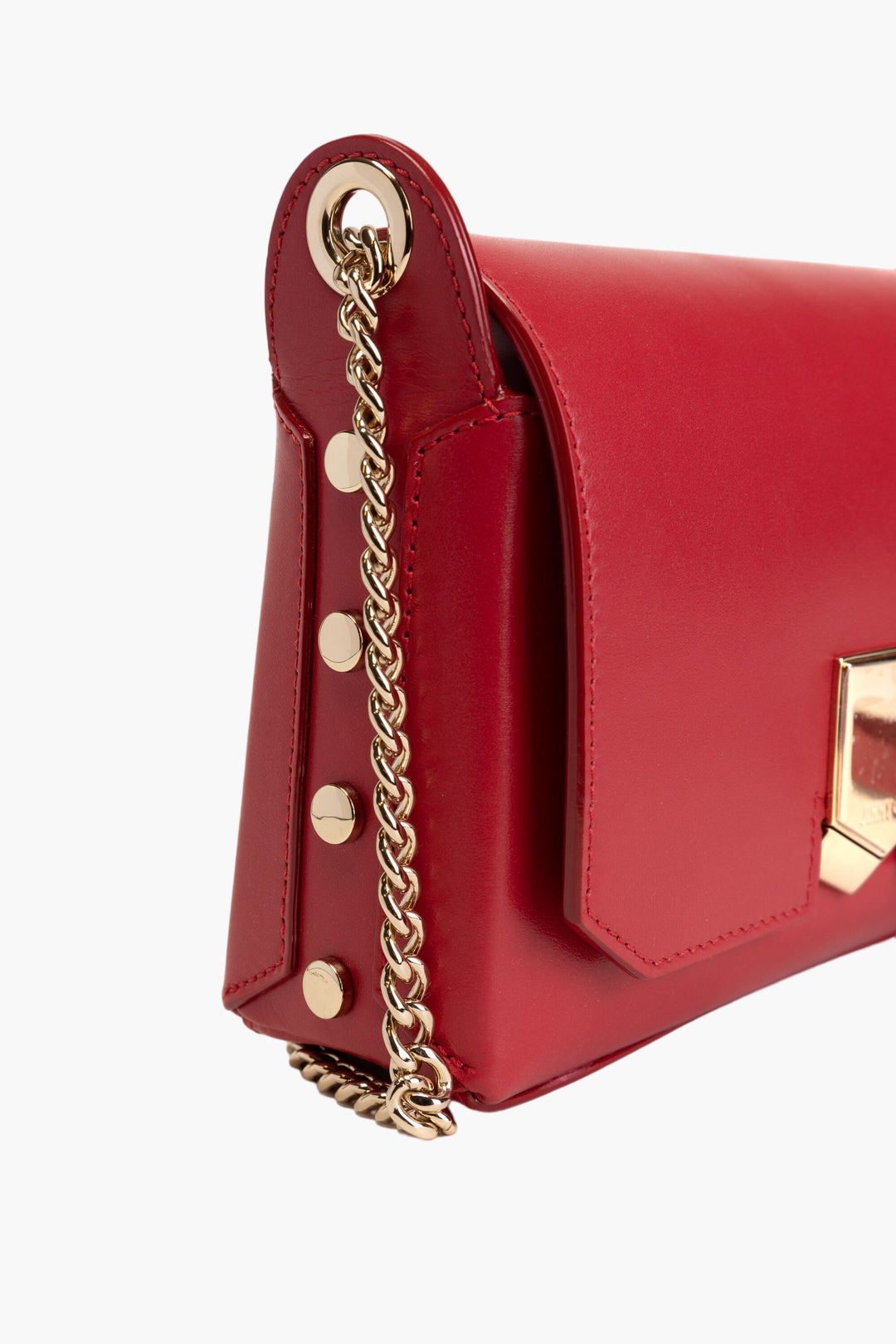 Jimmy Choo Lockett Crossbody Red Bag with Gold Chain Strap