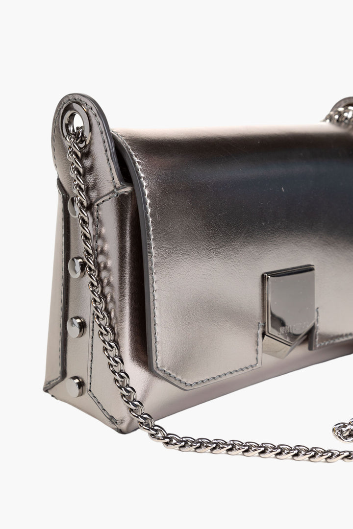 Jimmy Choo Silver Lockett Crossbody Bag with Chain Strap