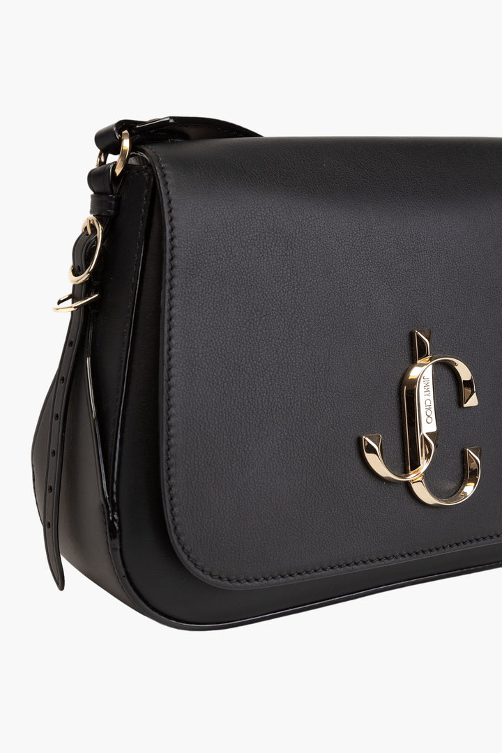 Jimmy Choo Black Leather Bag with Gold JC Logo