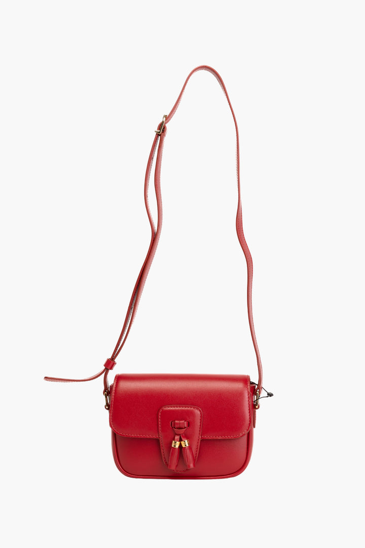 Céline Red Bag - Elegant Italian Craftsmanship with Adjustable Strap