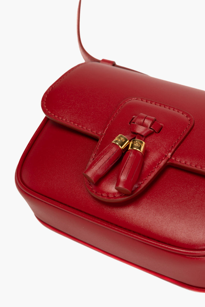 Céline Red Bag - Elegant Italian Craftsmanship with Adjustable Strap