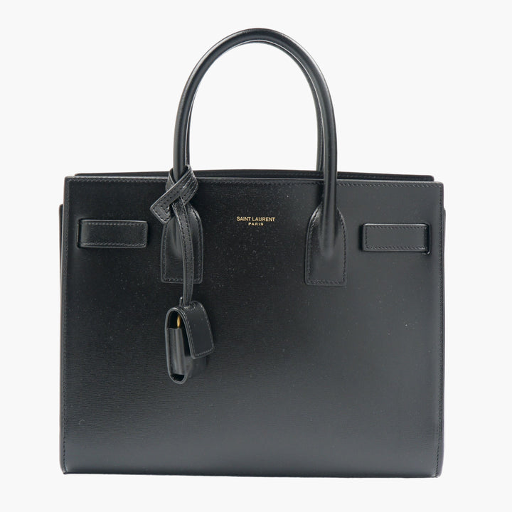 Saint Laurent Black Leather Bag with Gold Hardware - Made in Italy