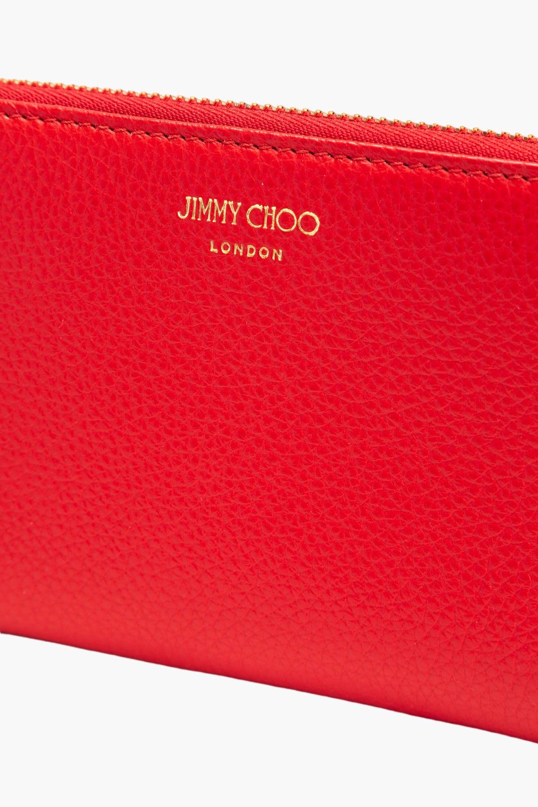 Portafoglio Jimmy Choo in pelle rossa con logo color oro