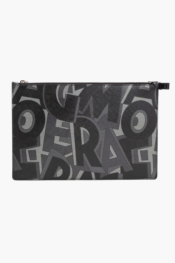 Salvatore Ferragamo Black-Multi Leather Wallet with Eye-Catching Print