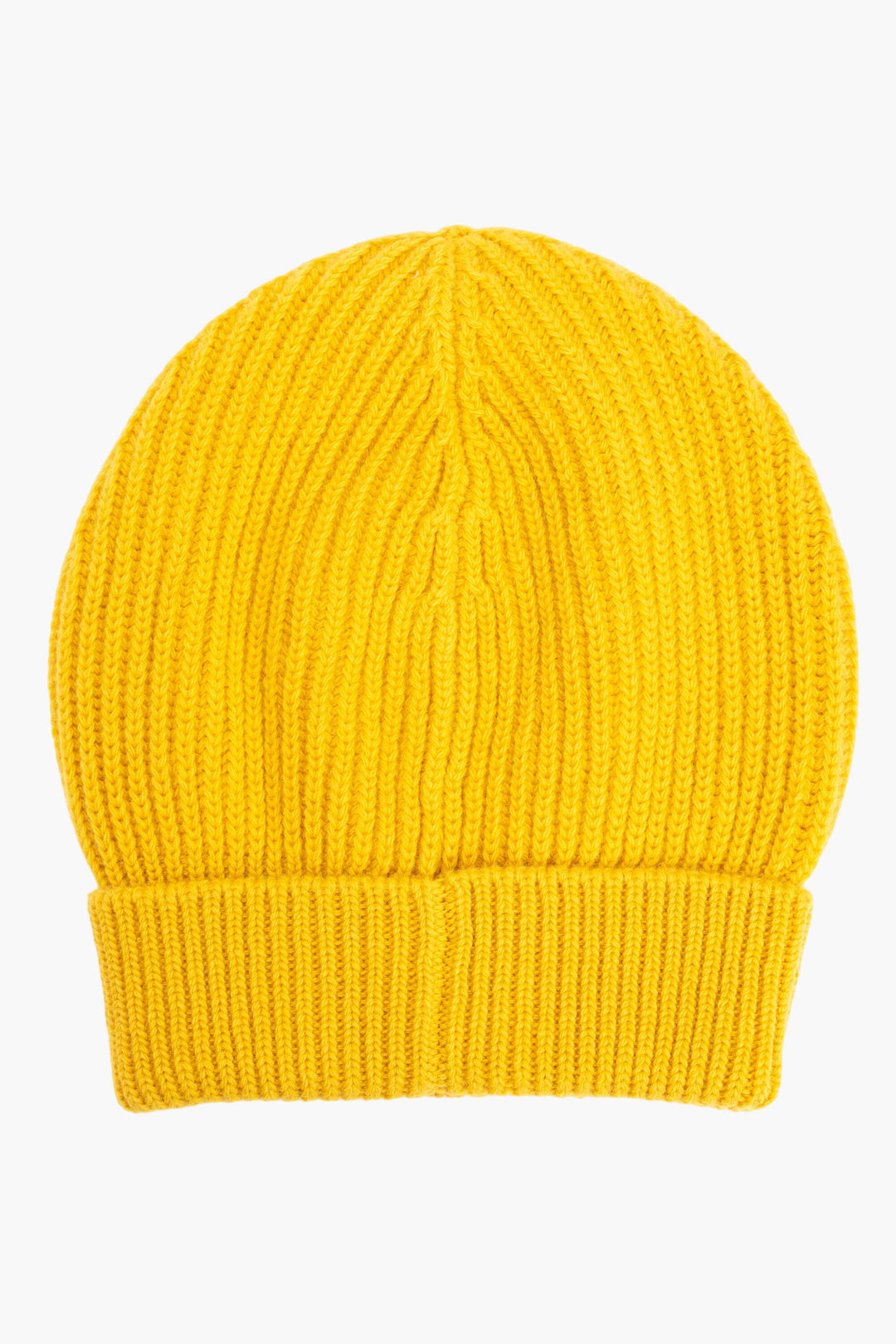 Dolce &amp; Gabbana Cappello in maglia a coste giallo con logo iconico - Made in Italy