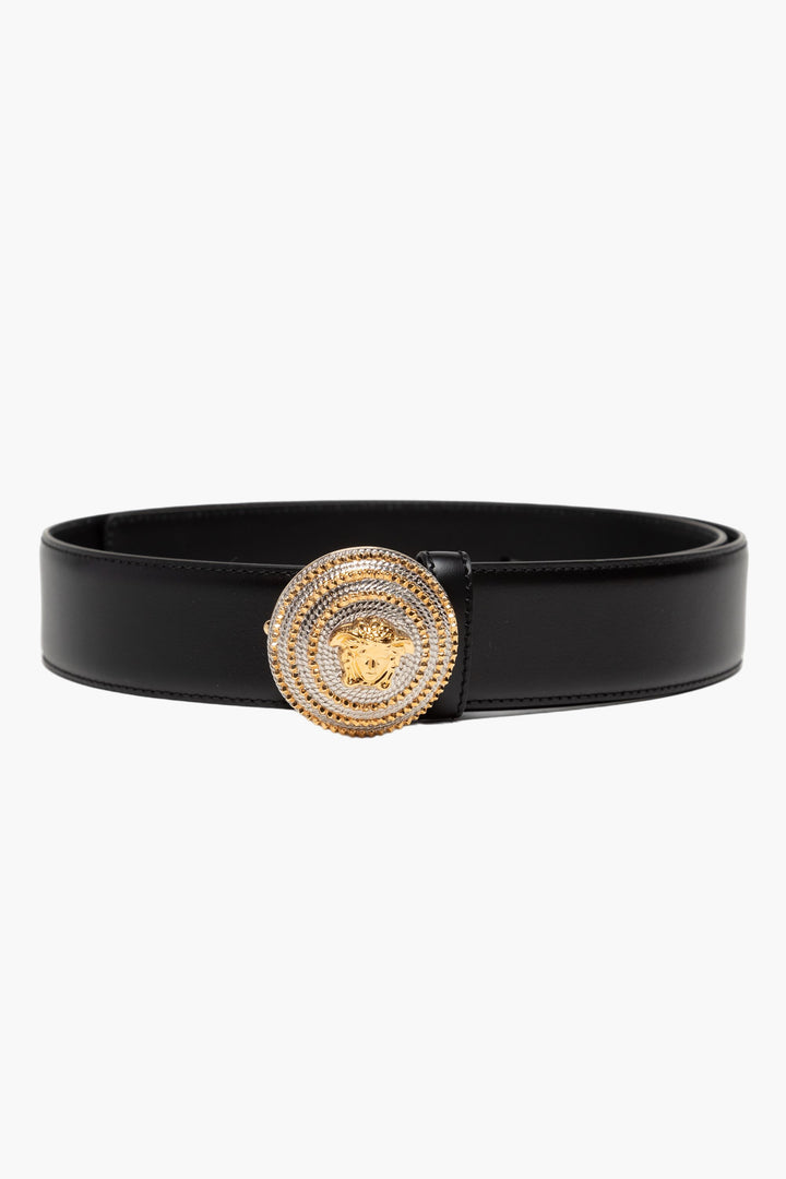 Versace Medusa Logo Black Leather Belt