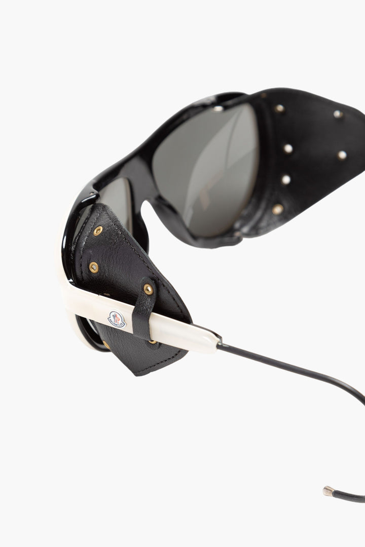 Moncler White Sunglasses with Iconic Emblem and UV Protection