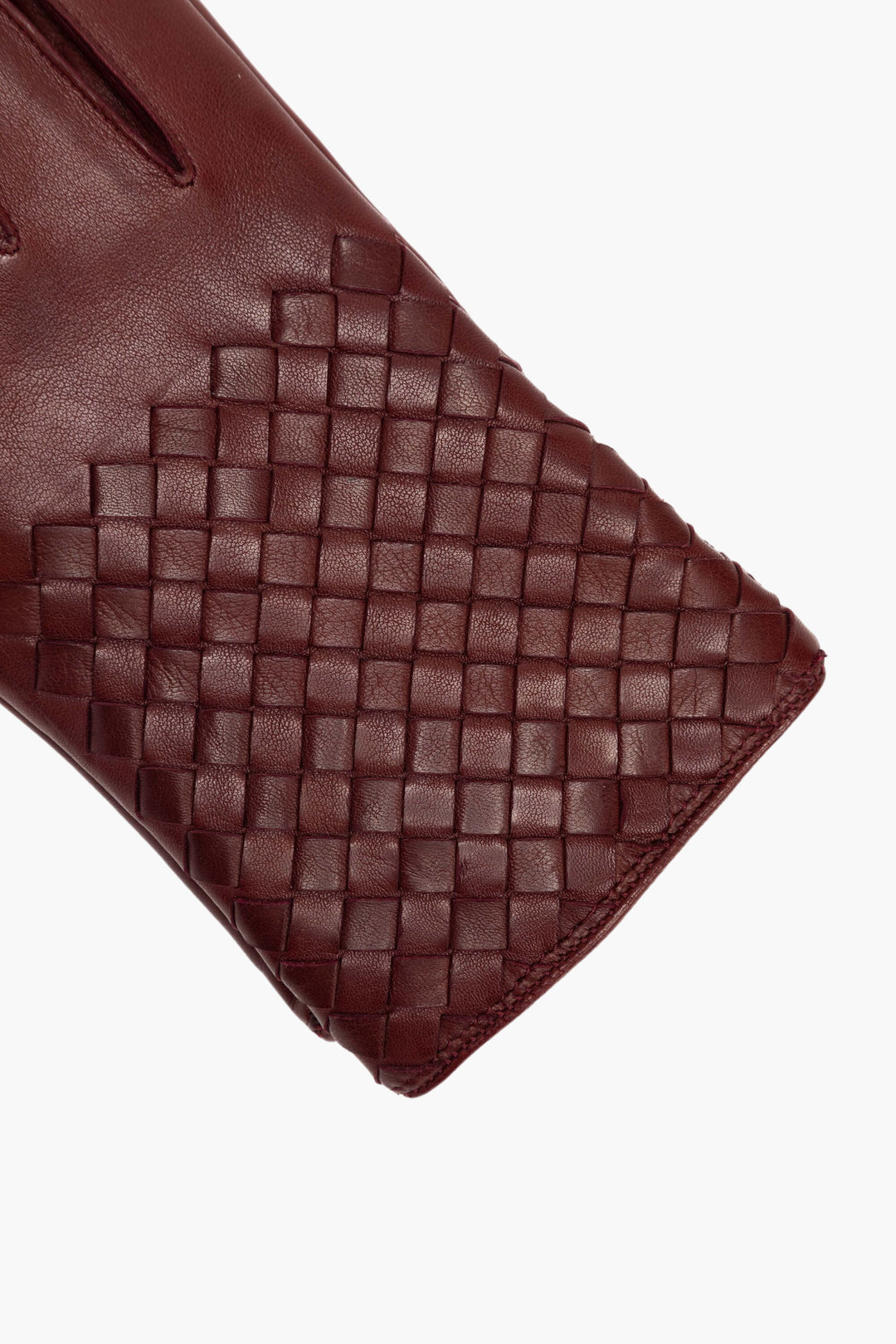 Bottega Veneta Bordeaux Intrecciato Leather Gloves