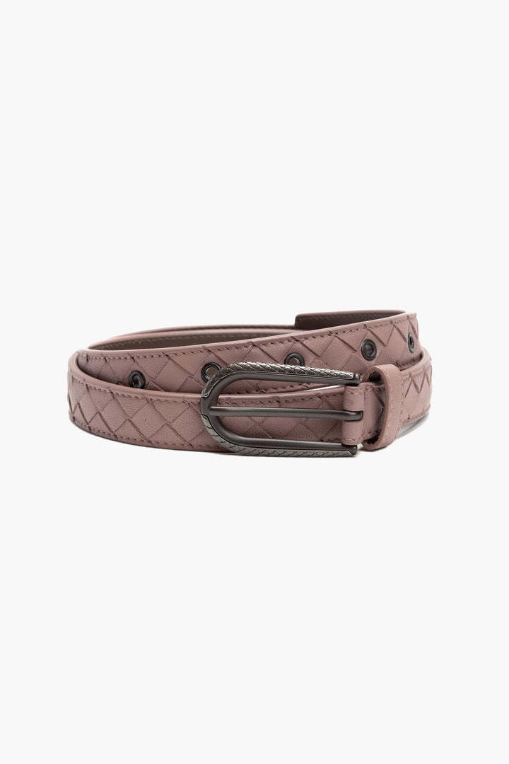 Cintura di Bottega Veneta in pelle intrecciata rosa chiaro