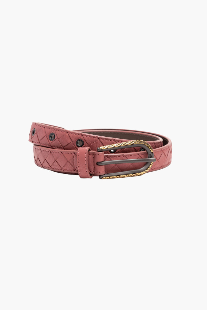 Bottega Veneta Pink Intrecciato Weave Belt - Made in Italy