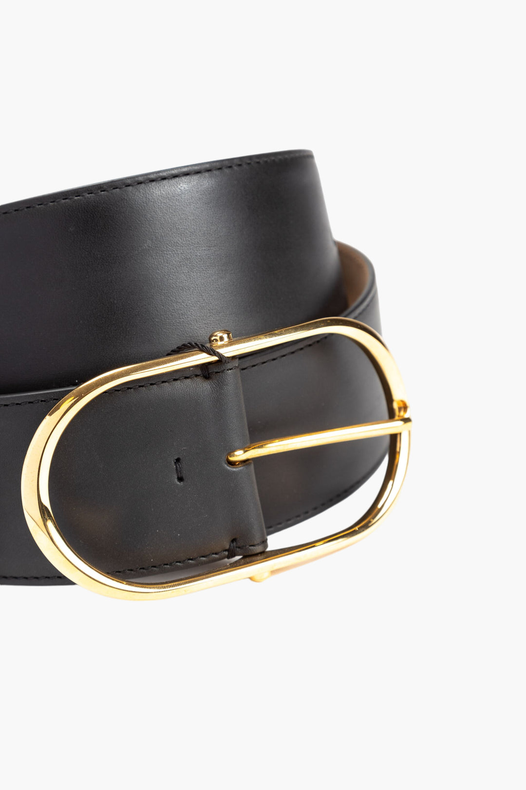 Dolce & Gabbana Black Leather Belt with Gold-Tone Buckle