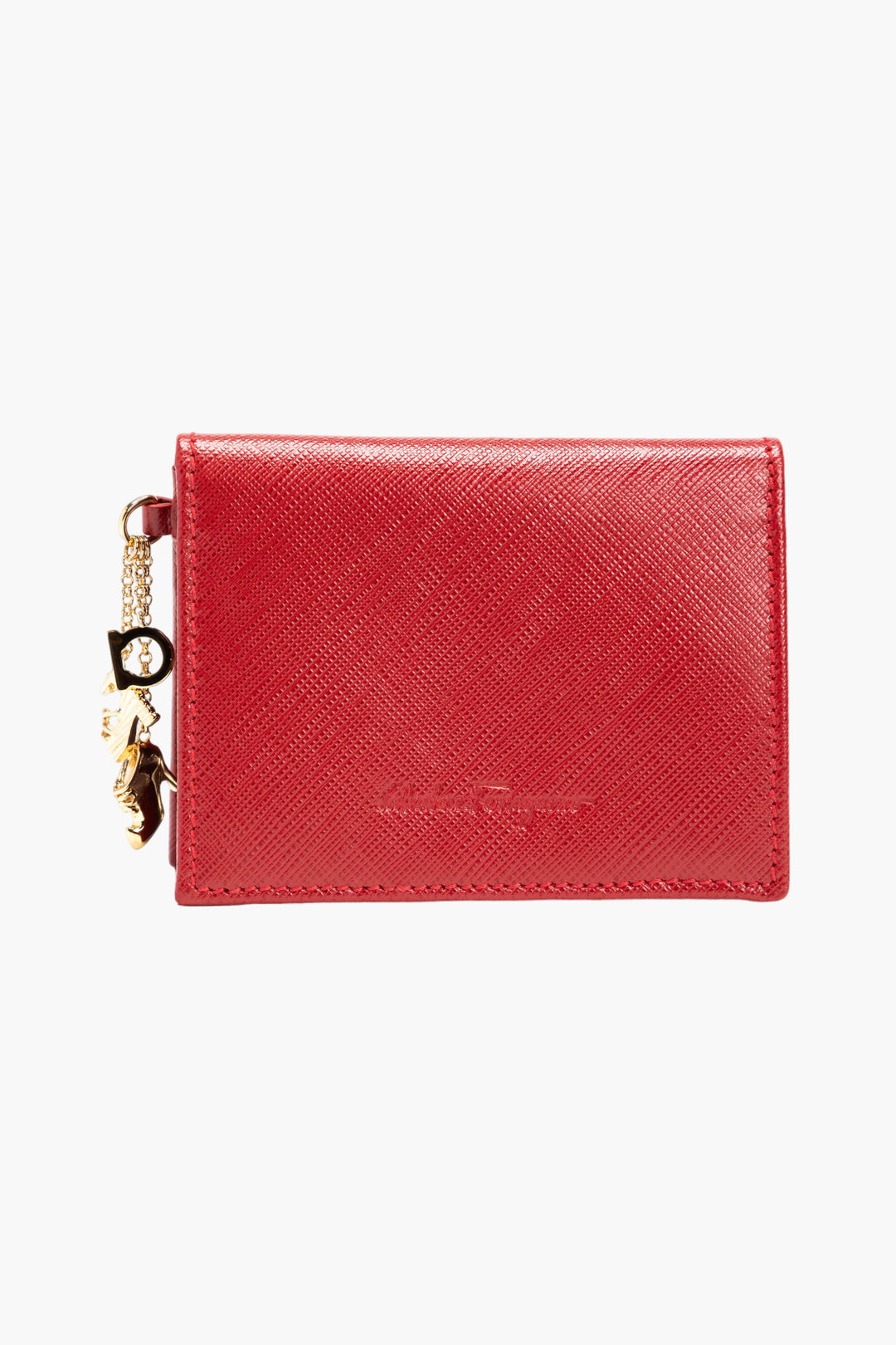 Salvatore Ferragamo Red Leather Wallet with Textured Finish