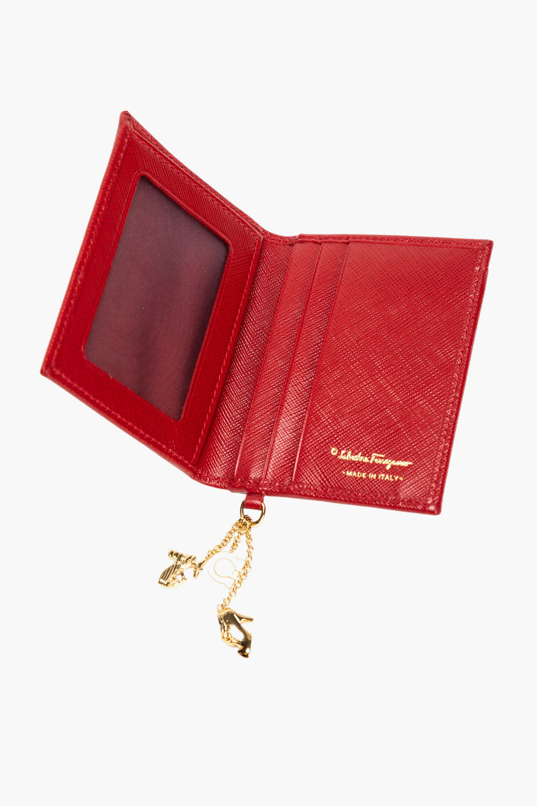 Salvatore Ferragamo Red Leather Wallet with Textured Finish