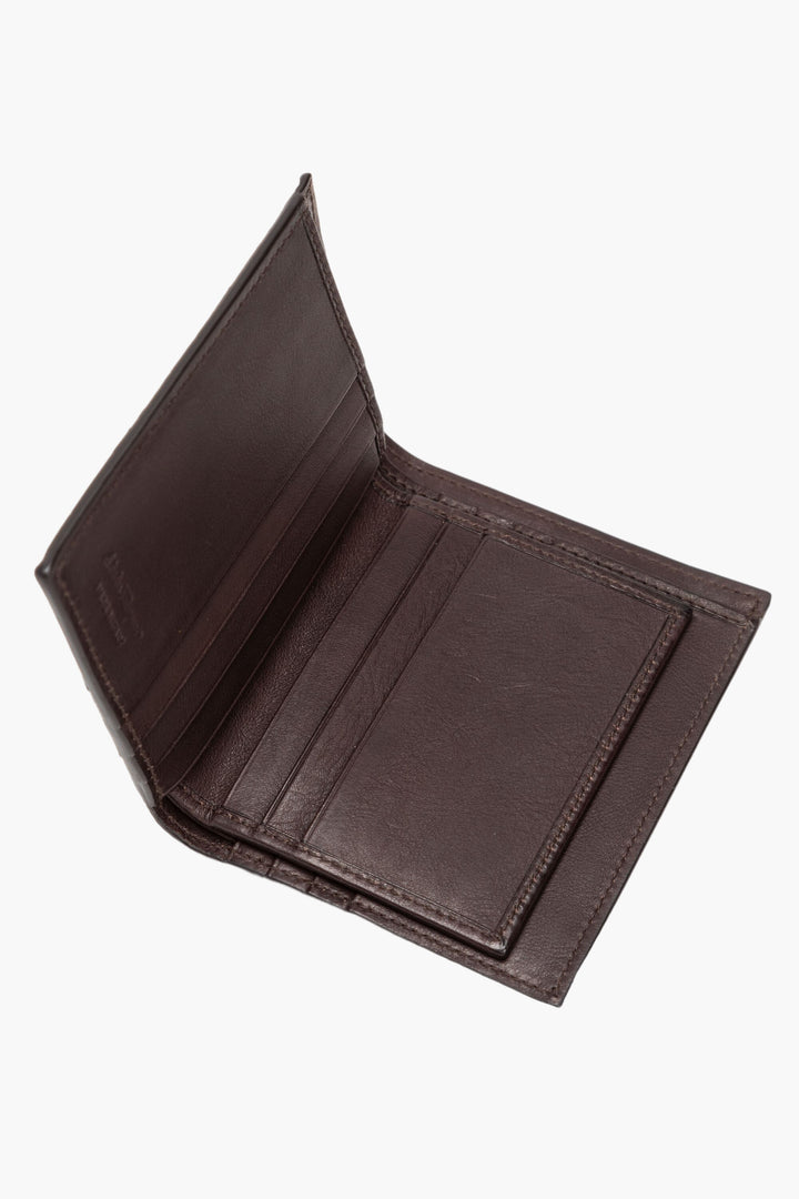 Salvatore Ferragamo Men's Brown Leather Wallet with Signature Embossed Design - Made in Italy